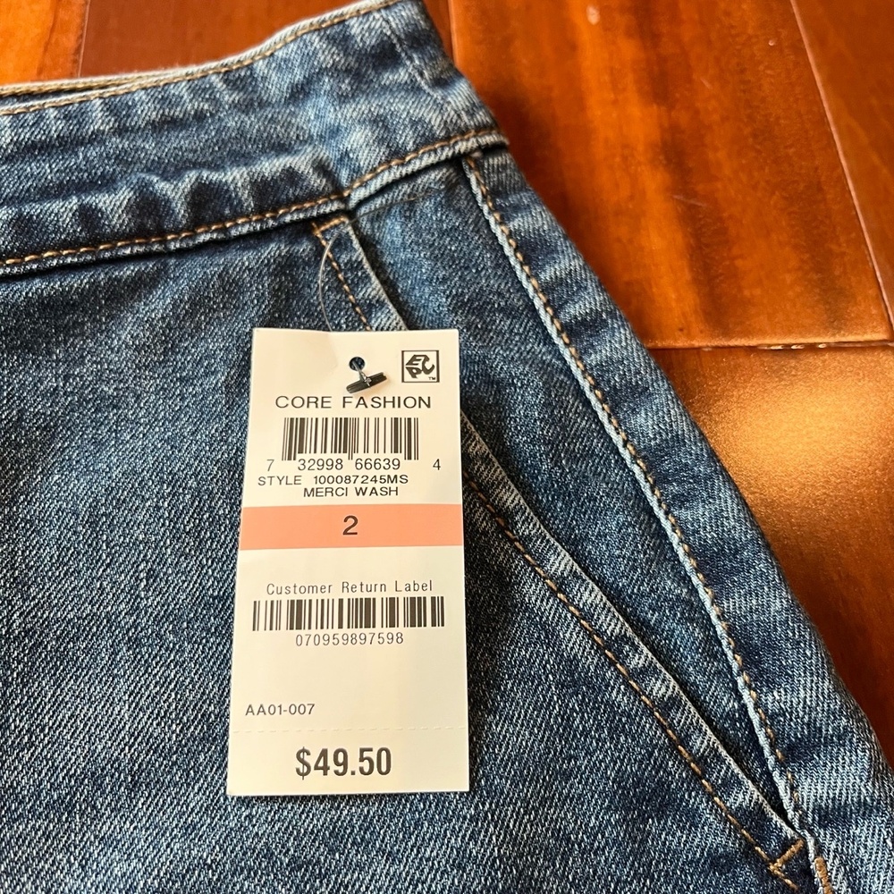 New NWT Maison Jules Denim Skirt Merci Wash Jean Mini Button-Front Pockets Sz 2 - Picture 2 of 8